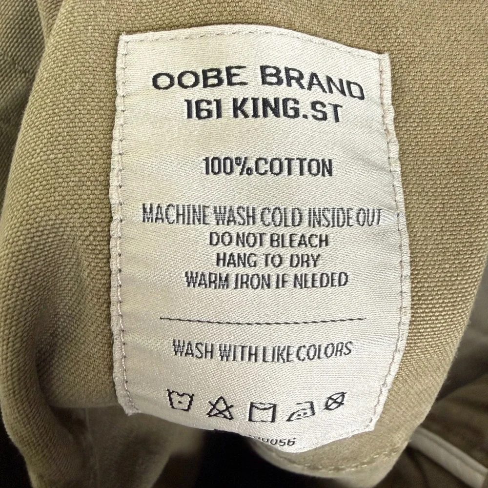 OOBE Brand Straight Leg Pants Mens 34/28.5 Olive Green Khaki Canvas Workwear